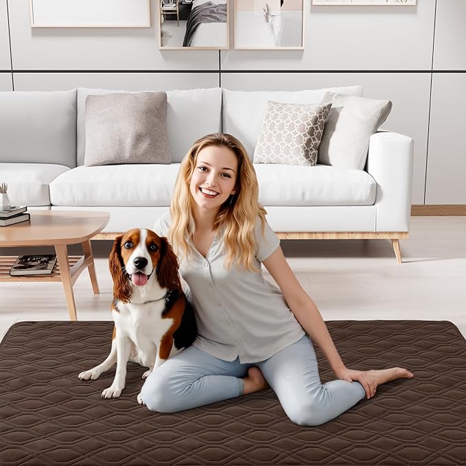 Smiry Waterproof Dog Blanket, 82x82 Inch Soft Pet Bed Cover Reversible, Washable Sofa Couch Furniture Protector for Small Medium Large Dog Puppy Cat, Chocolate/Dark Grey