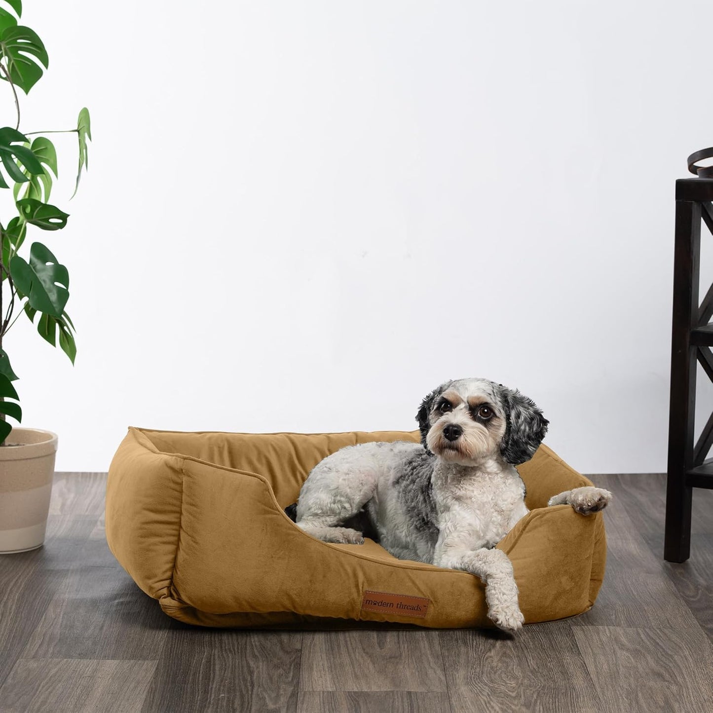 Modern Threads Luxury Dog Bed - Comfortable Tufted Velvet Cushion for Small to Large Dogs - Machine Washable - Durable & Cute Sleep Space for Pets - Pamper Your Pet with Cozy Beds - Caramel