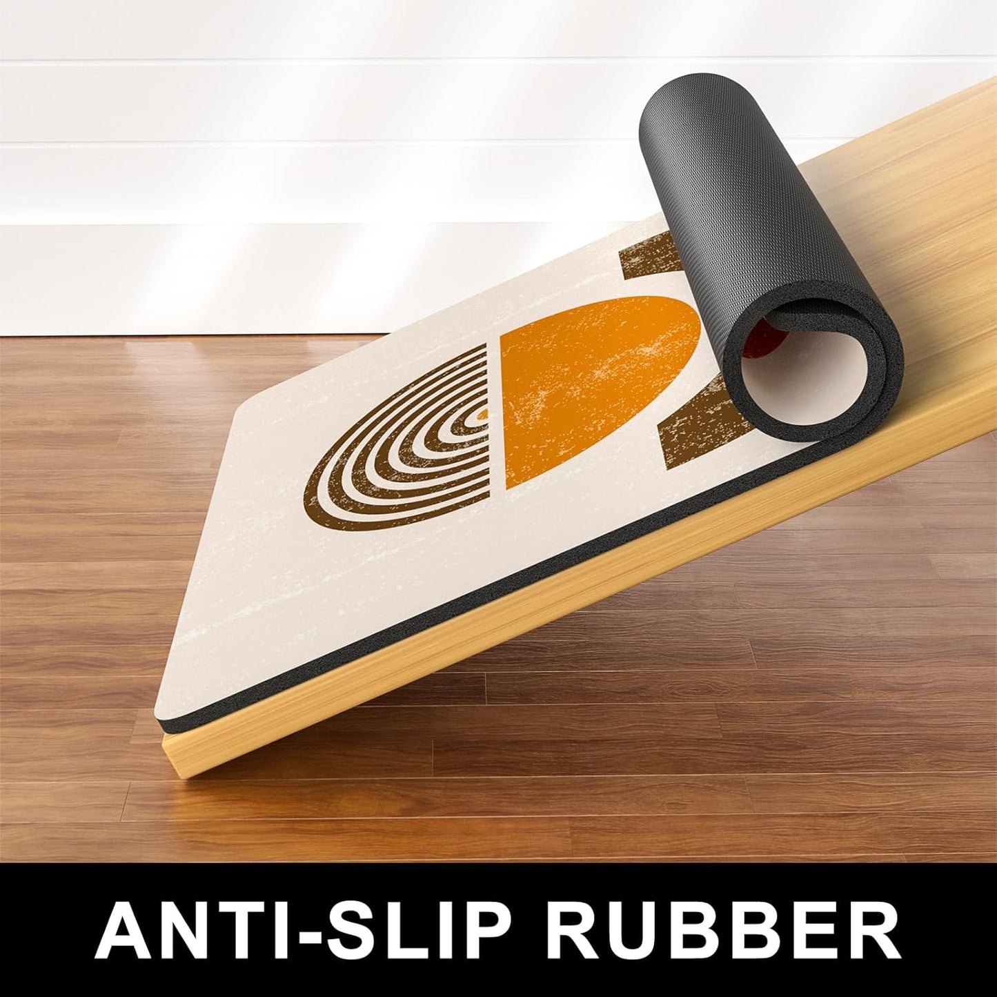 Dog Food Mat, 12" x 19" Absorbent Dog Cat Bowl Mat for Food and Water, Cute Anti-Slip Rubber Pet Feeding Rug Protect Floors Washable Placemat for Feeding & Watering Supplies, Modern Circle Art