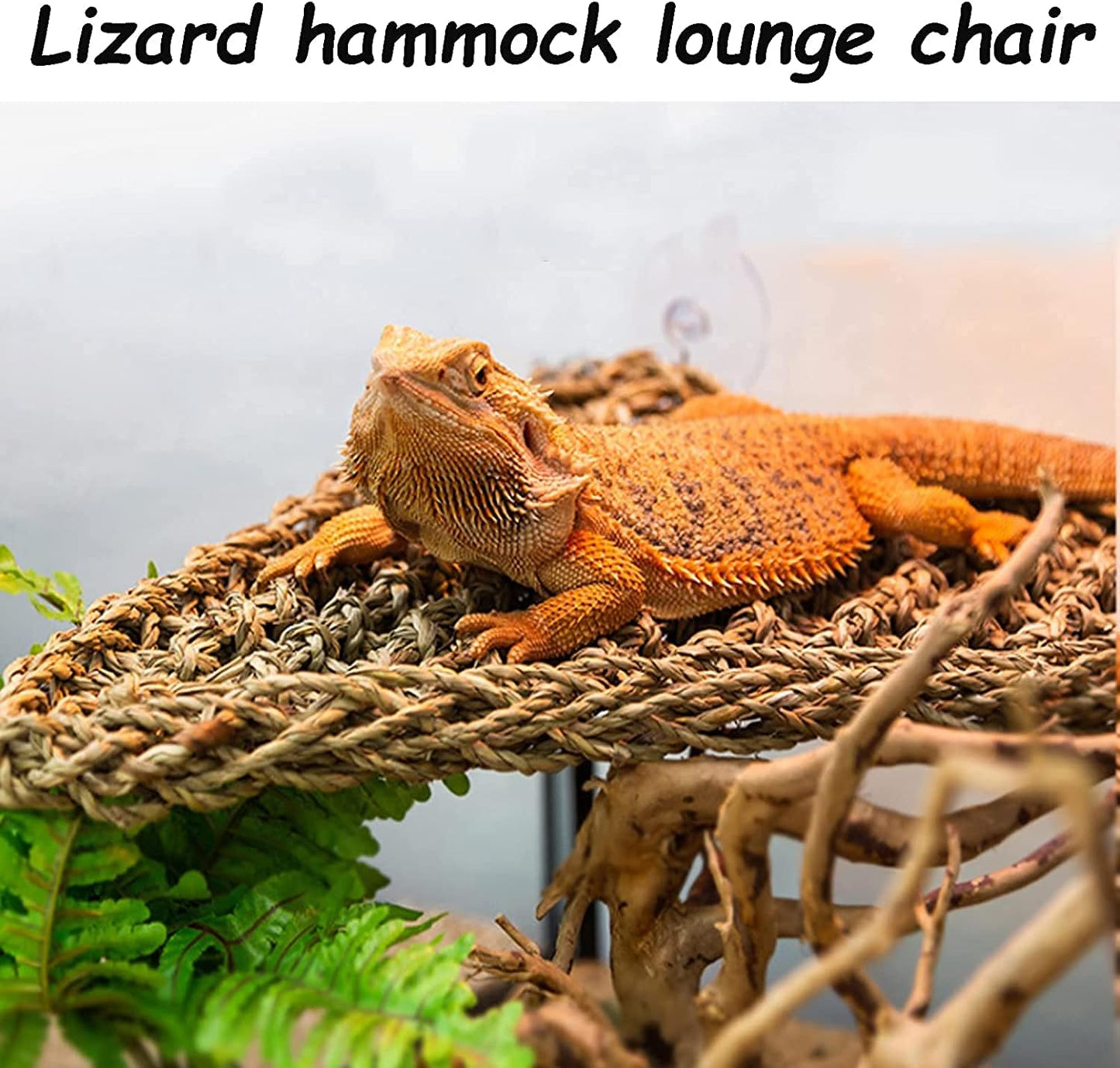 kathson Bearded Dragon Hammock Reptile Lounger Reptiles Plants Hanging Fake Vines Boston Climbing Terrarium Plant Lizard Tank Accessories Flexible Leaves Decor for Chameleon Gecko Snakes
