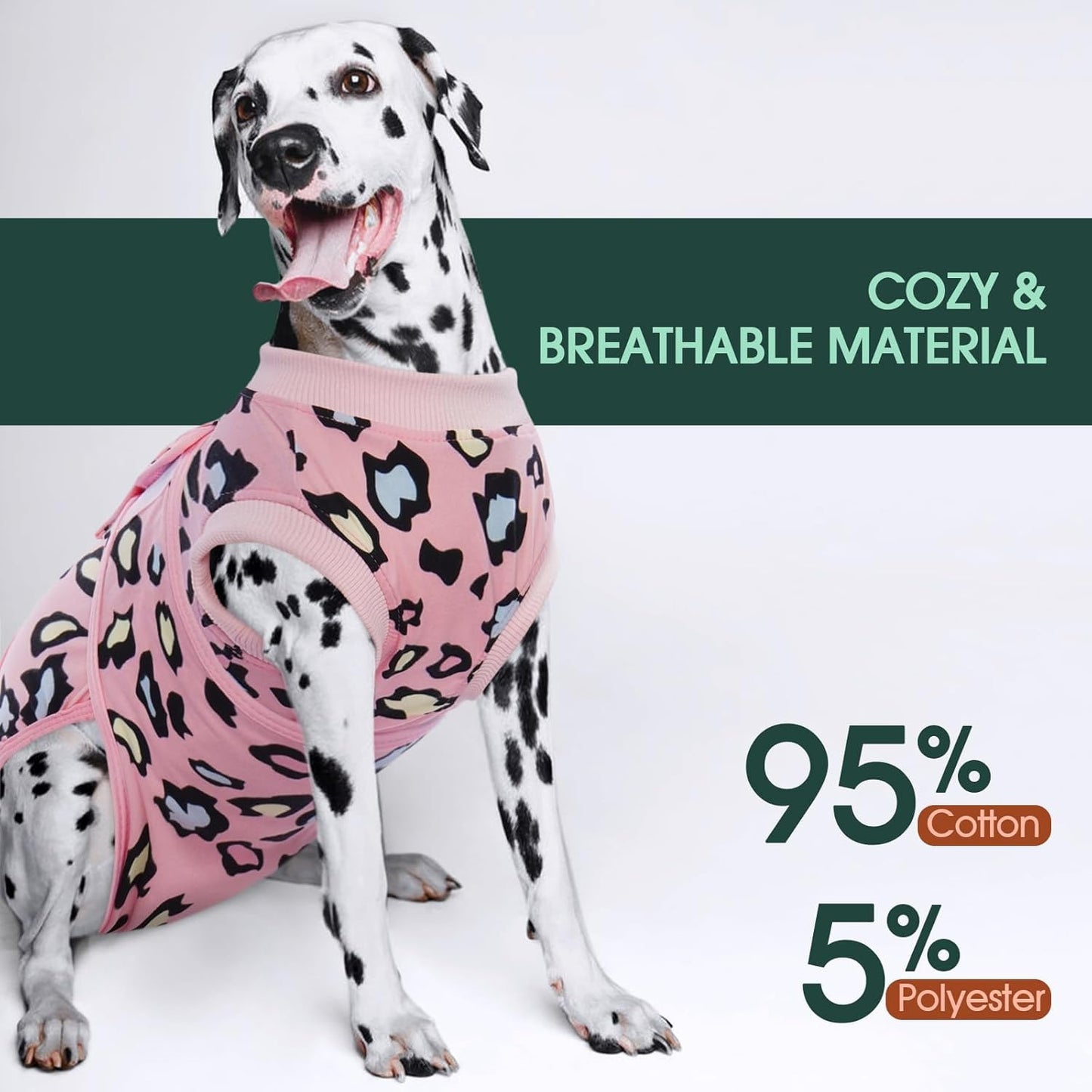 Kuoser Dog Recovery Suit for Dogs After Surgery,Professional Surgical Onesie for Female Male Dogs Spay Neuter,Soft Dog Surgery Suit Bodysuit for Abdominal Wounds Skin Disease,Pink Leopard XS