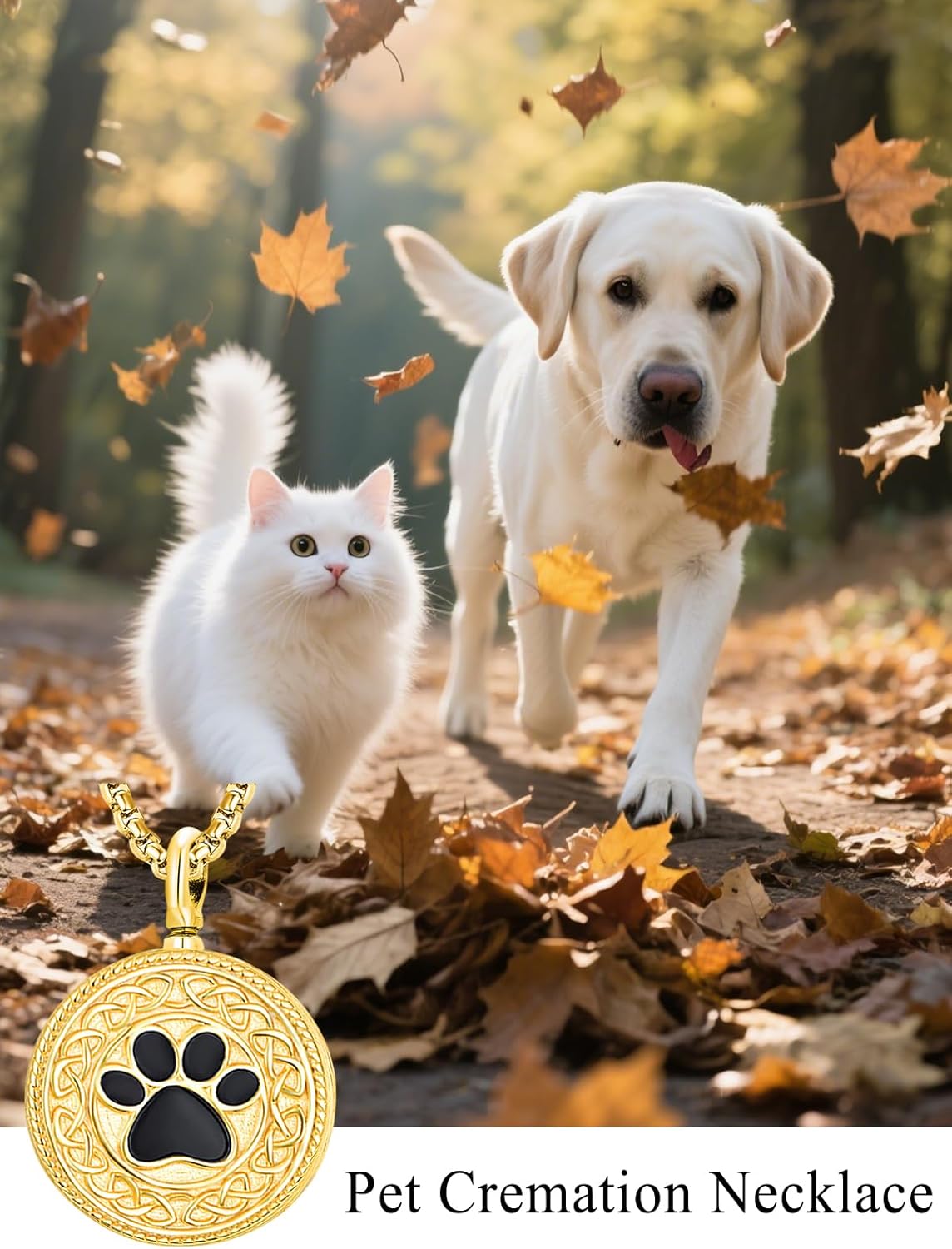 Pet Cremation Urn Necklace for Dog Cat Ashes 925 Sterling Silver Paw Print Keepsake Pendant Celtic Knot Memorial Jewelry for Women Men