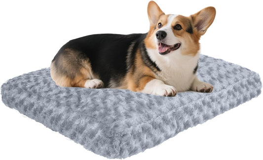 Dog Bed Washable Pet Bed,Dog Crate Bed Washable Cushion with Anti-Slip Bottom,Calming Anti-Anxiety Pet Bed with Non-Slip Bottom for Small&Medium&Large Dogs and Cat,Grey(M)