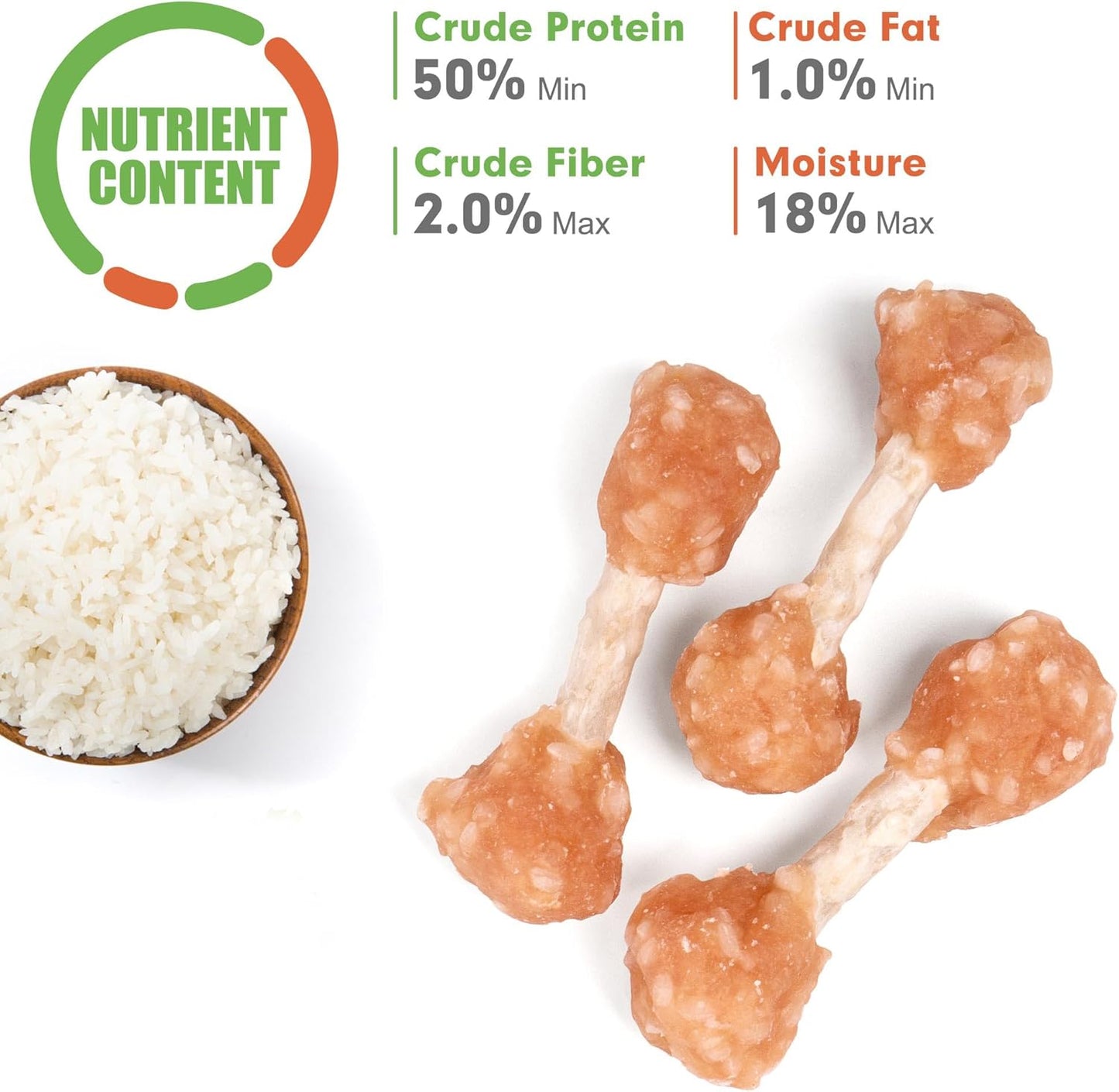 MON2SUN Dog Treats, 9oz Mini Rawhide Chews, Chicken Dumbbells with Rice for Small Dogs & Toy Breed, Crunchy and Healthy (2.5 Inch 17 Count)