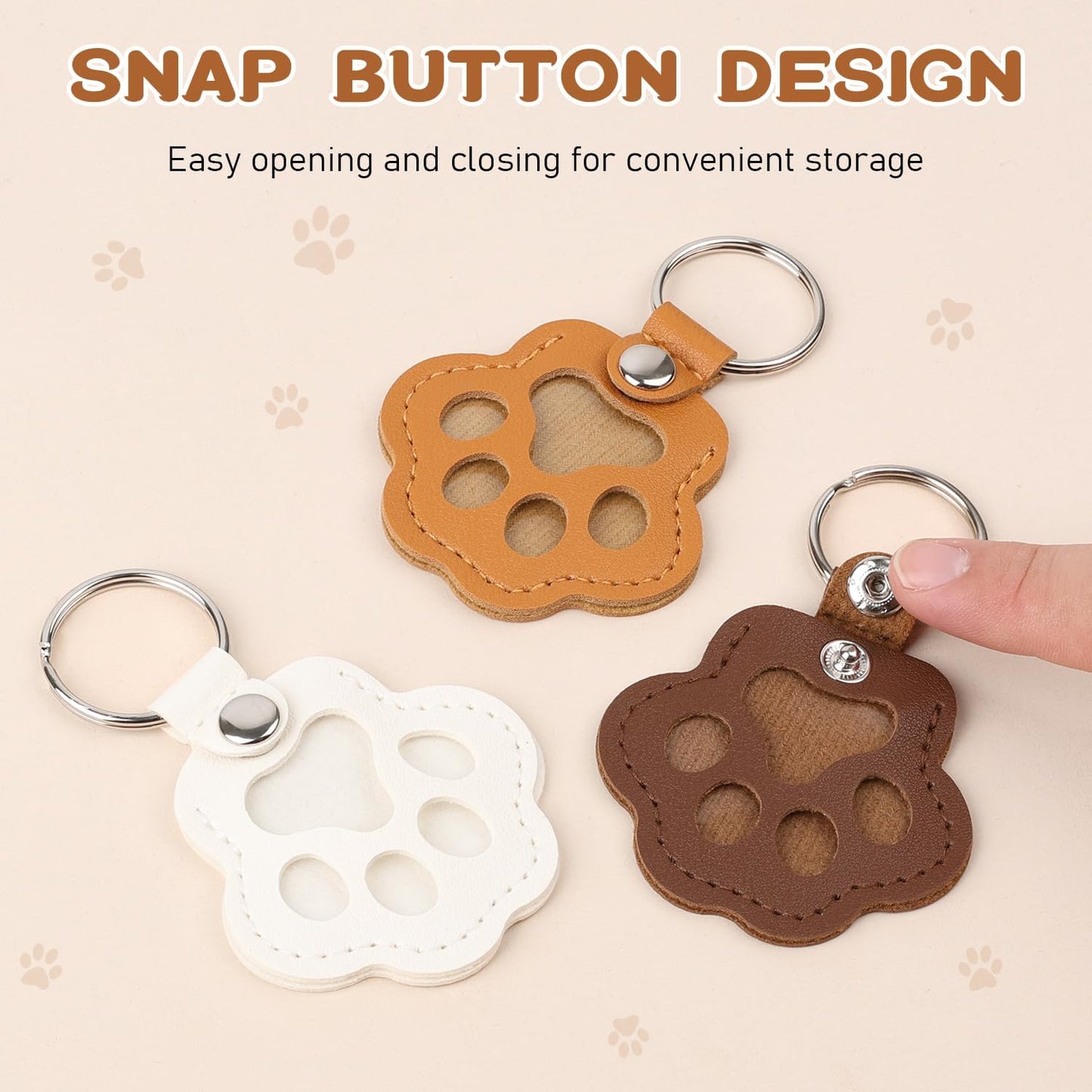 Dog Fur Storage Keychain,Cat Paw Shaped Keychains,Cute Leather Paw Keychain Pet Hair Keepsake Keyring, Pet Memorial Gifts for Bag Purse Paws Charm Key Holder（5pcs）