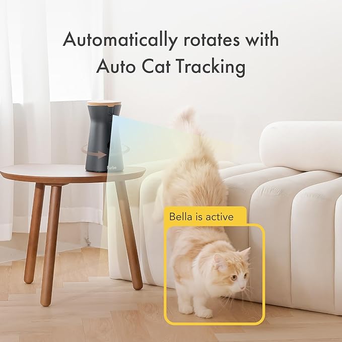 Furbo 360° Cat Camera: Pet Security Cam w/Meowing Alerts, Rotating View, Treat Toss w/Phone App, Smart Home Indoor Kitty Monitoring, 2-Way Speaker (Standard Features - No Subscription Required)