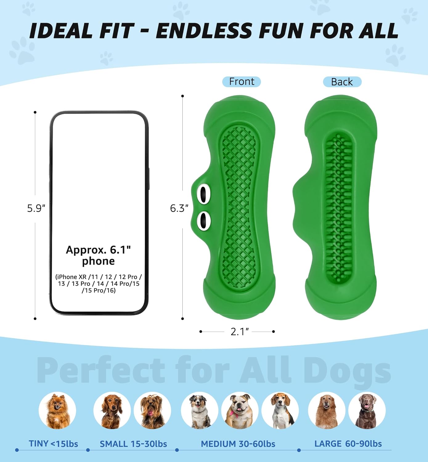 Durable Dog Chew Toy for Aggressive Chewers, Tough Natural Rubber Squeaky Dog Toy with Irresistible Beef Flavor, Dental Care, Teeth Cleaning & Boredom Relief for Medium & Large Dogs (Green)