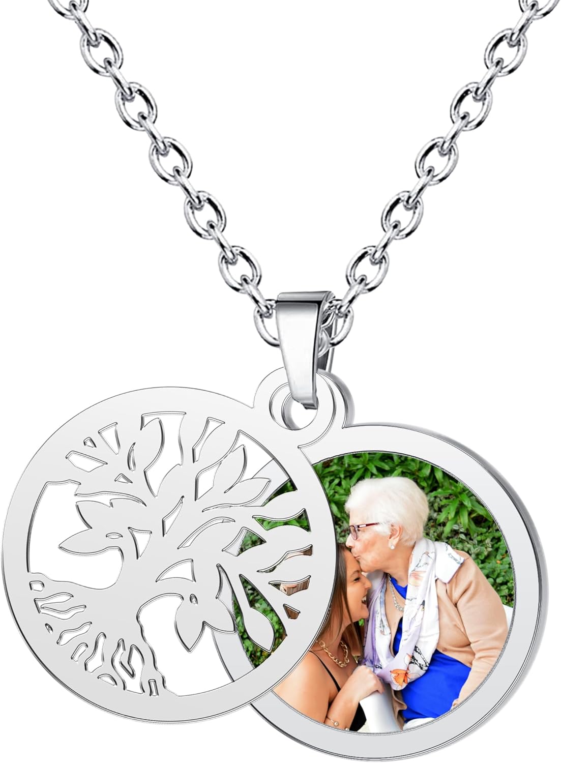 CharmSStory Personalized Photo Necklaces Custom Engraved Name Necklace Memory Keepsake Picture Necklace Pendant Customized Gifts for Women Men