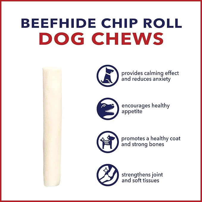 Pet Factory American Beefhide 5" Chip Rolls Dog Chew Treats - Natural Flavor, 16 Count/1 Pack