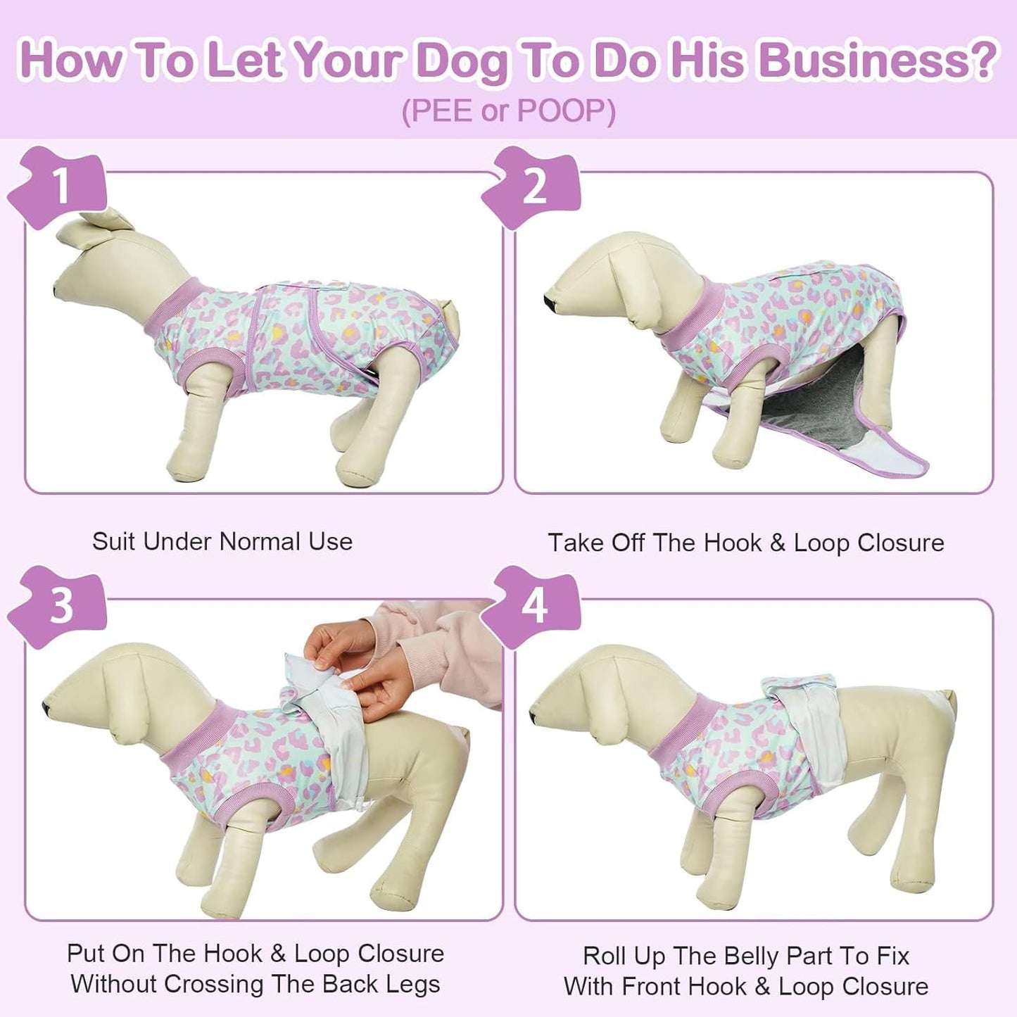 Kuoser Dog Recovery Suit for Dogs After Surgery,Professional Surgical Onesie for Female Male Dogs Spay Neuter,Soft Dog Surgery Suit Bodysuit for Abdominal Wounds Skin Disease,Light Purple Leopard S