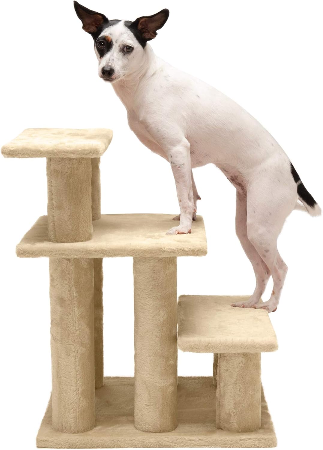 Furhaven Steady Paws Multi-Step Pet Stairs for High Beds & Sofas - Cream, 3-Step