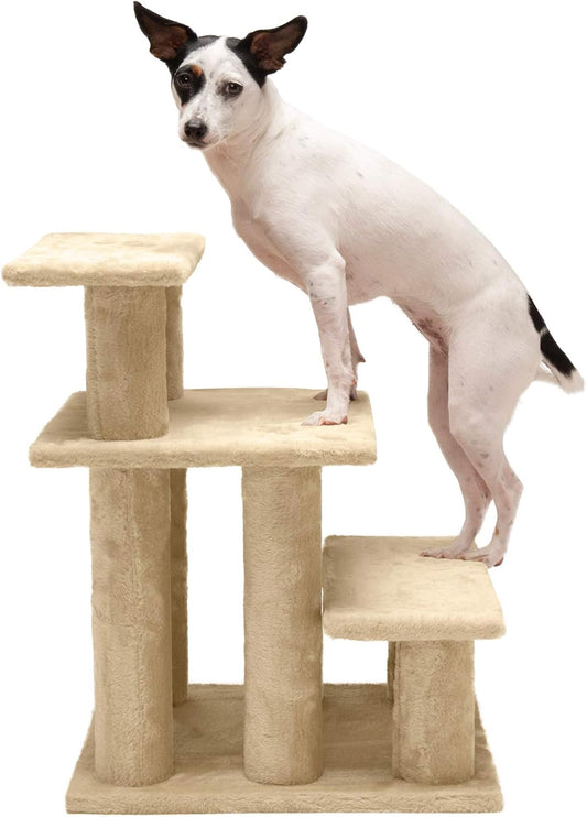 Furhaven Steady Paws Multi-Step Pet Stairs for High Beds & Sofas - Cream, 3-Step