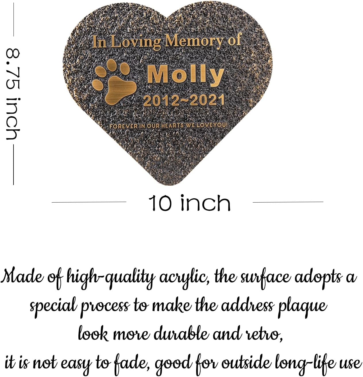 Pet Memorial Stone Plaque Pet Headstone,Customize Indoor/Outdoor Garden Plaque Grave Markers with Pet Name,Personalized Cat Dog Memorial Plaques,Loss of Pet Sympathy Gift-Acrylic Material