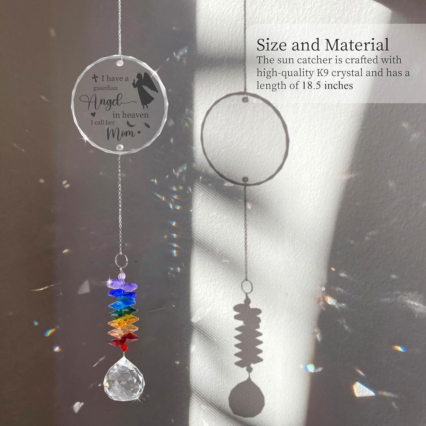 Memorial Suncatcher - Mom Sympathy Mother Loss Sympathy Gift - Rainbow Crystal Prism - Bereavement Keepsake - Mother Tribute Gift - Daily Remembrance