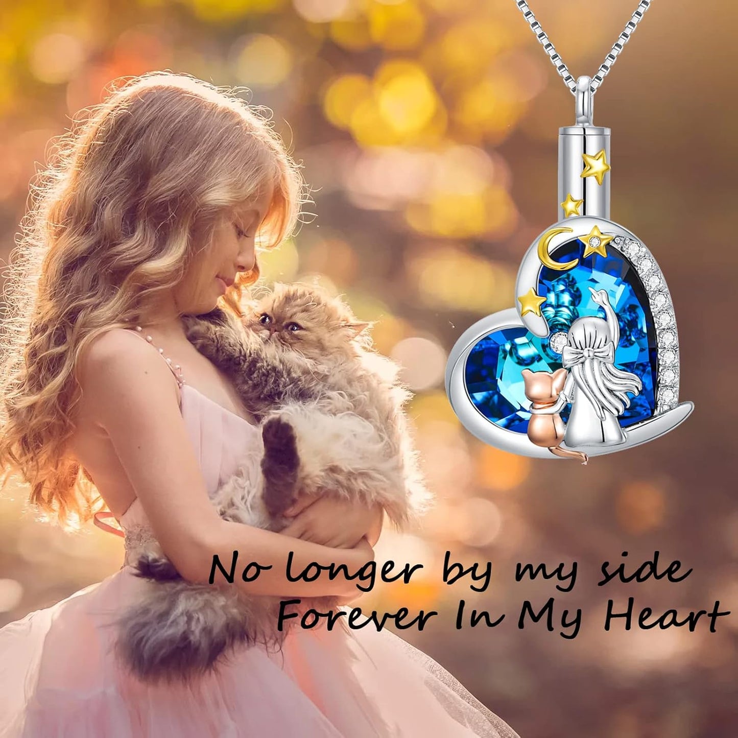 Sterling Silver Pet Urn Necklace for Ashes - Memorial Keepsake for Dog, Cat Pet