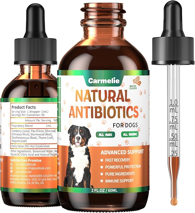 Natural Antibiotics for Dogs - Dog Antibiotics Nutritional Supplements for Skin Issue, Itch Relief, Dog and Cat Herbal Supplement Drops for Pets, Supports Skin Health - 60 ml/2 Fl Oz