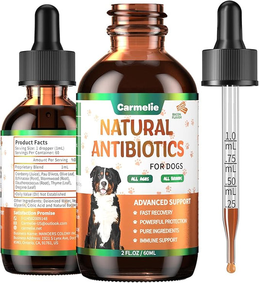 Natural Antibiotics for Dogs - Dog Antibiotics Nutritional Supplements for Skin Issue, Itch Relief, Dog and Cat Herbal Supplement Drops for Pets, Supports Skin Health - 60 ml/2 Fl Oz