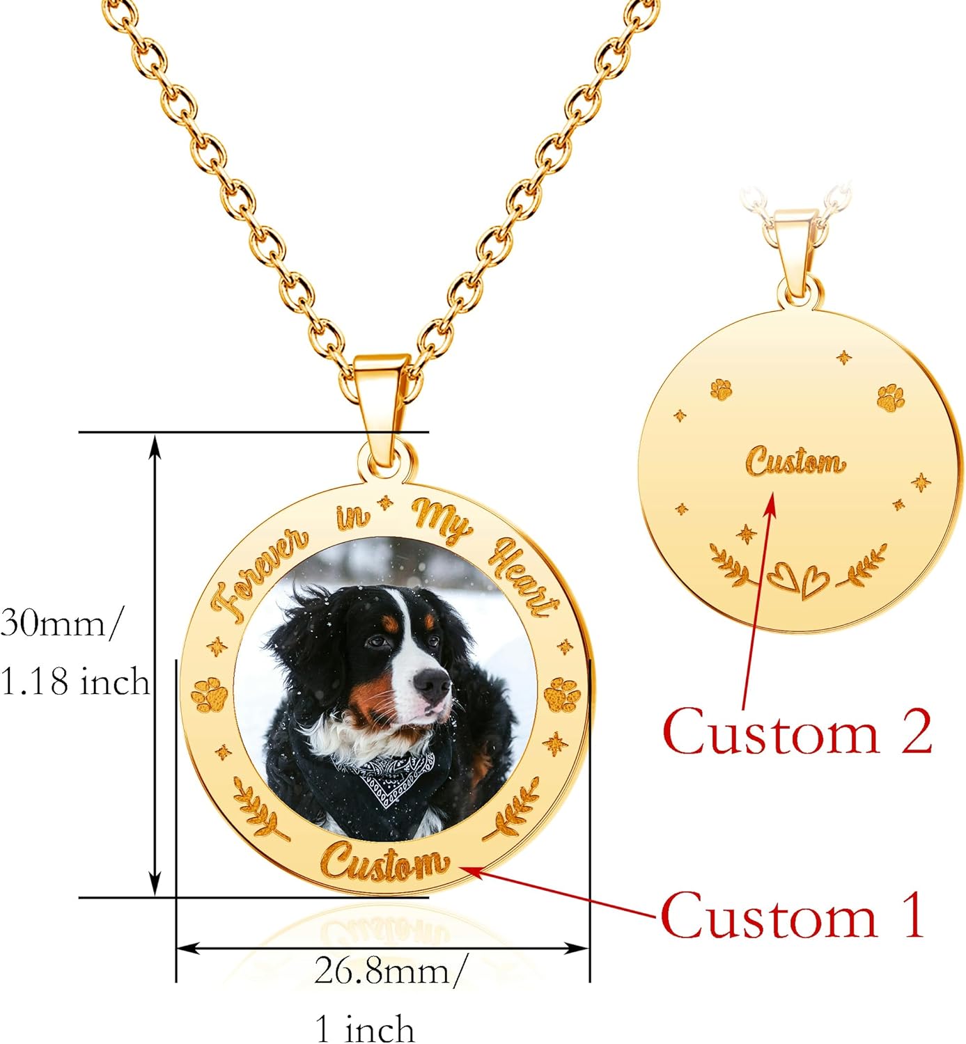 CharmSStory Personalized Photo Necklaces Custom Engraved Name Necklace Memory Keepsake Picture Necklace Pendant Customized Gifts for Women Men