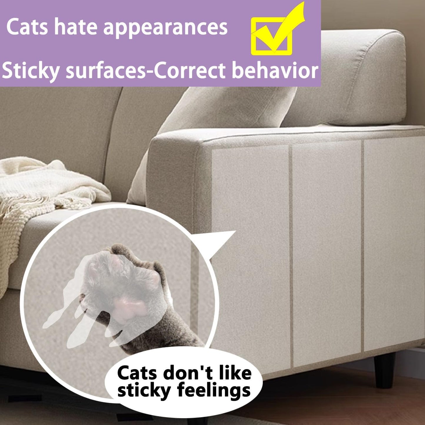 Anti Cat Scratch Tape, 3" x 30Yds,Cat Training Tape, 100% Transparent Clear Double Sided Cat Scratch Deterrent Tape, Furniture Protector for Couch, Carpet, Doors, Pet & Kid Safe Chuangseed