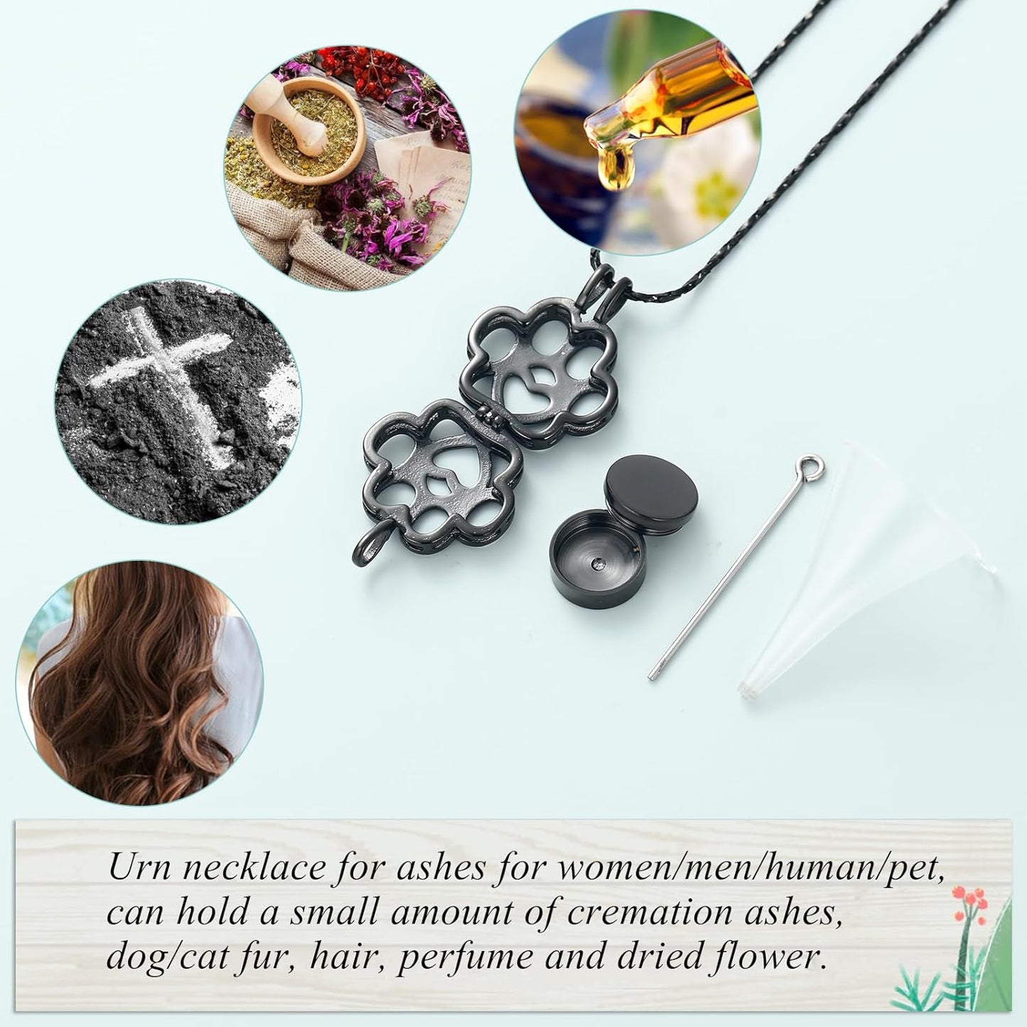 Imrsanl Pet Ashes Necklace Cremation Jewelry for Cat Dog Ashes Pendant Paw Print Urn Necklace for Women Men Keepsake Jewelry for Memorial Locket
