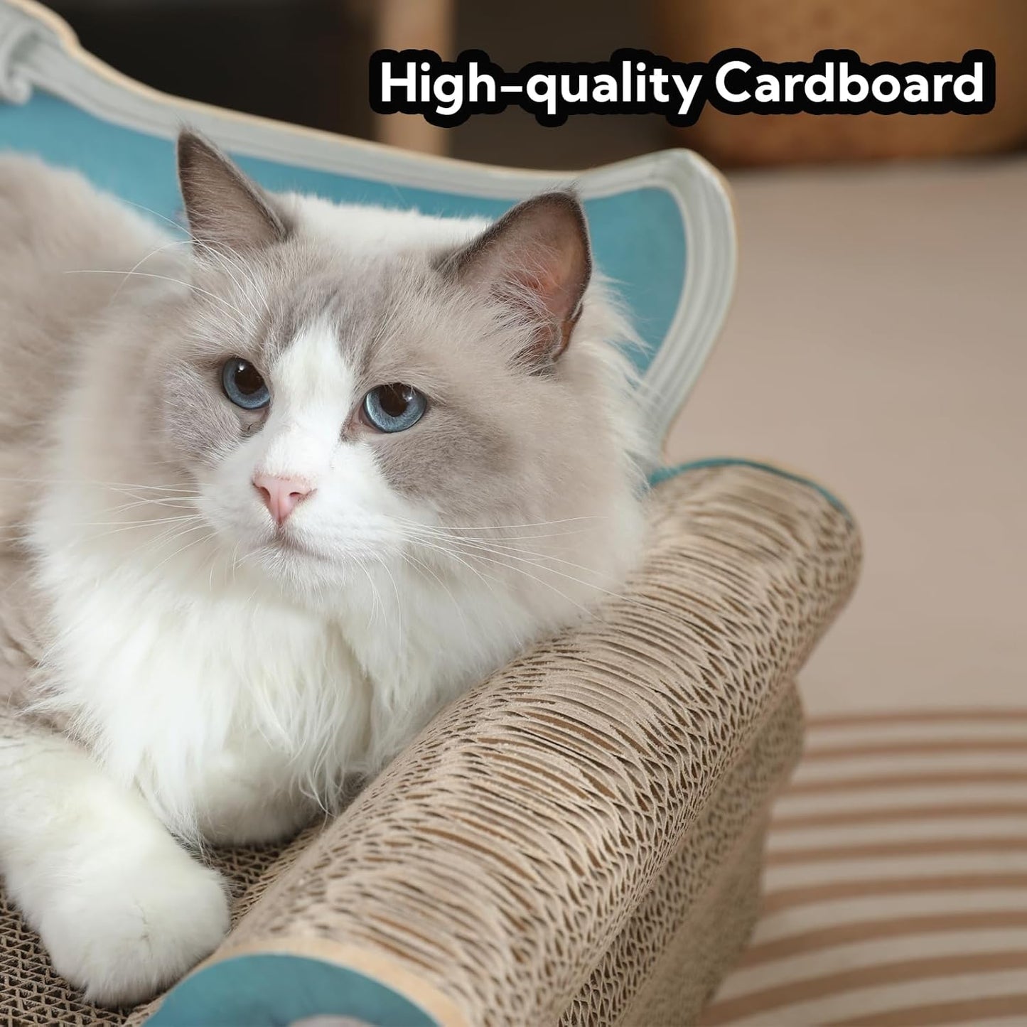 Cat Sofa Shape Scratch Pad for Large Medium Small Indoor Cats,Larger-Sized Recyclable Reversible Cardboard Cat Couch for Resting Claw Grinding and Playing