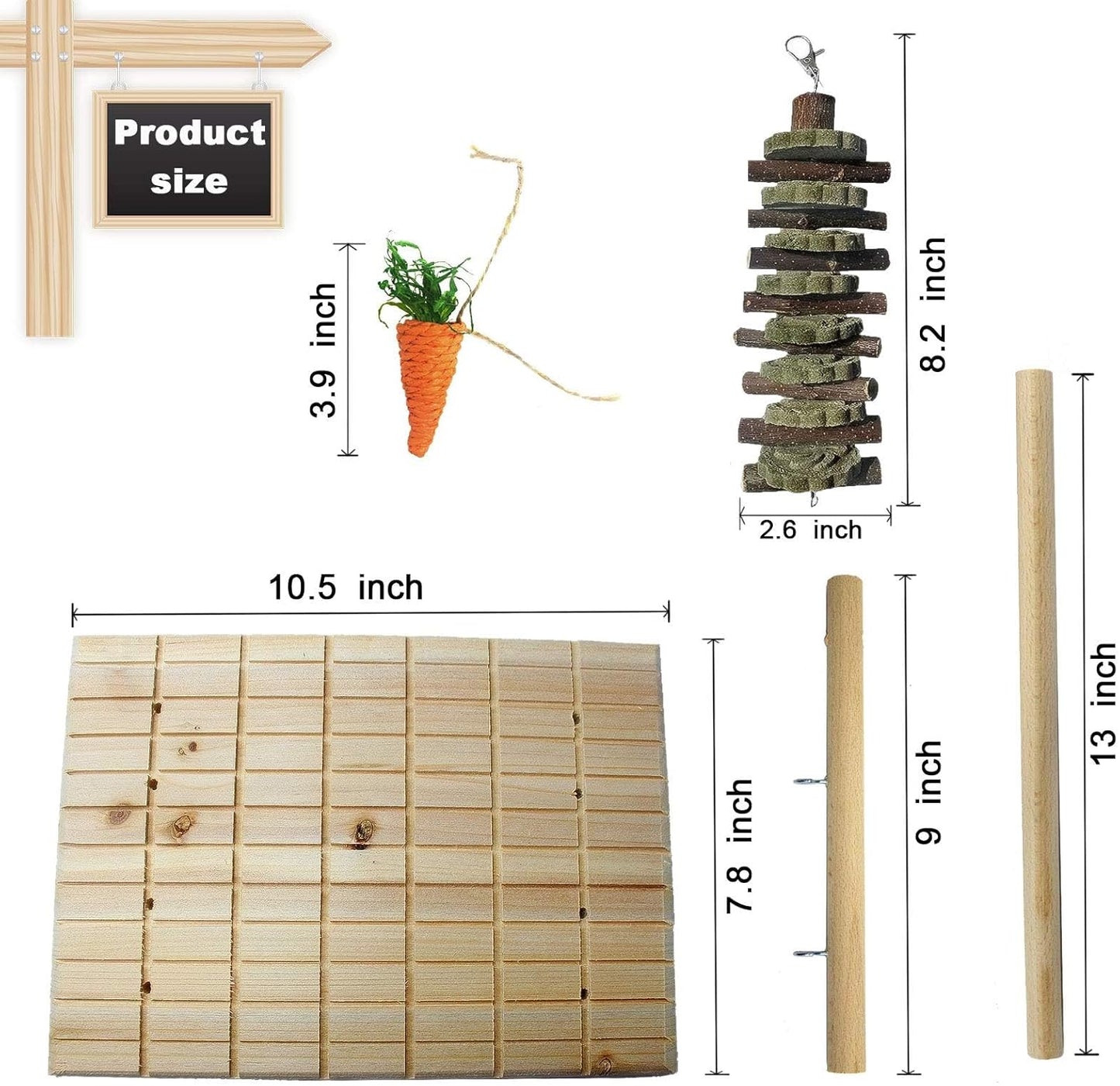 Hamiledyi Bunny Scratching Board Chew Toys Rabbit Wood Toy for Bunnies Boredom Rabbits Toys for Indoor Rotatable Pet Play Toy for Chinchilla Guinea Pigs Hedgehog