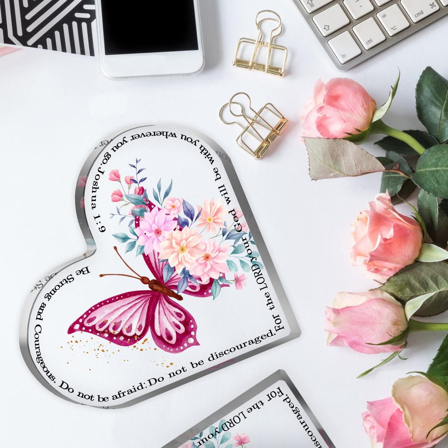 Christian Gifts for Women, Inspirational Christian Gifts, Paperweight Keepsake,Prayer Room Decor Acrylic Hearts Decoration for Friend Home Office