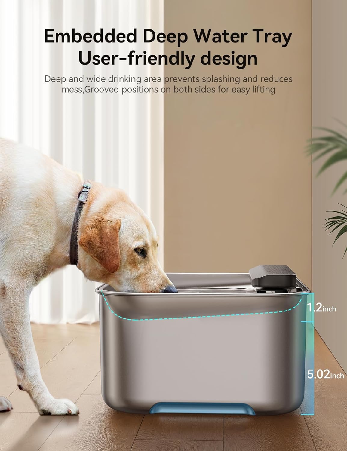 FEELNEEDY 3 Gal Stainless Steel Dog Water Fountain for Large Dog, Pet Water Fountain, Dog Water Bowl Dispenser with Water Level Window, Super Quiet for S-L Dogs and Multi-Pet, Easy to Clean(FN-W13)