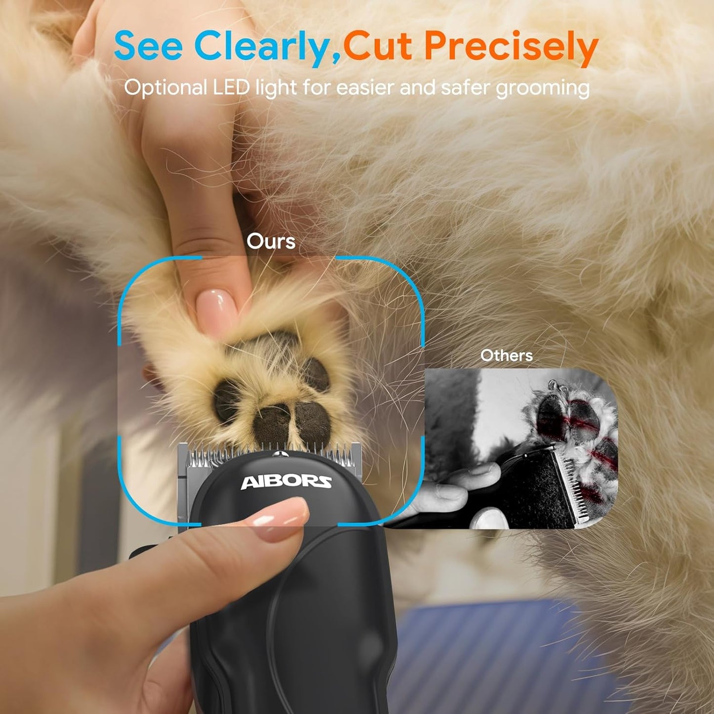 Dog Clippers for Grooming: Dog Grooming Kit Low Noise Electric Quiet Rechargeable Adjustable Clipper Comb Cordless Pet Hair Thick Coats Clippers Trimmers Set Dogs Hair Clippers for Dogs Cats Pets