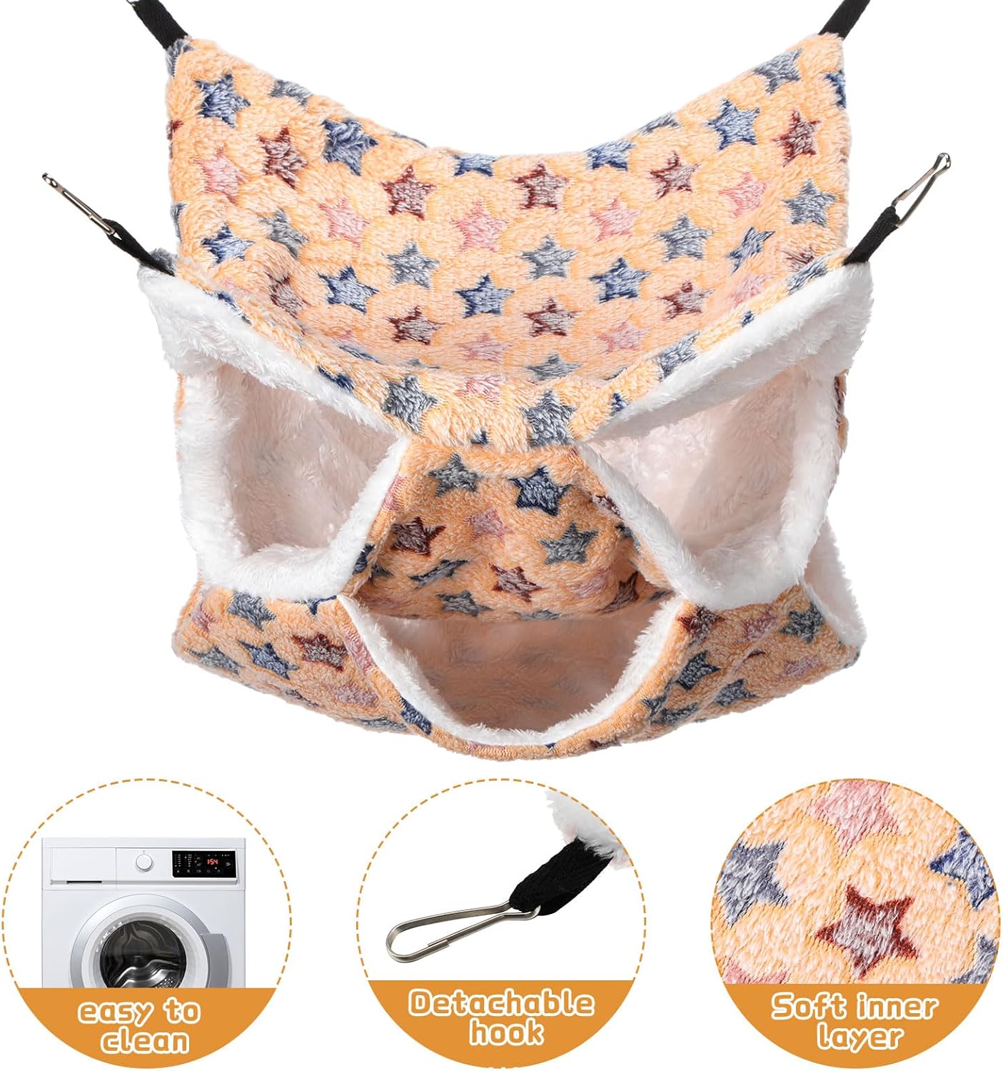 Sadnyy 6 Pieces Guinea Pig Rat Hammock Three Layer Ferret Bed Small Animal Hanging Pet Cage Hammock for Chinchilla Rat Sugar Glider Squirrel Reptiles(Cute Pattern)