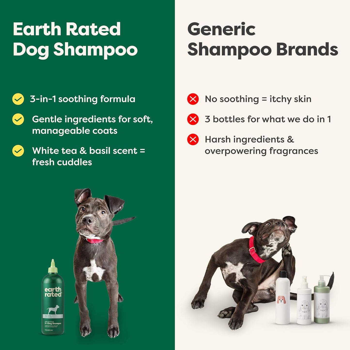 Earth Rated 3-in-1 Soothing Dog Shampoo and Conditioner, Deodorizing Oatmeal Shampoos for Dogs and Puppies, Great for Smelly Pets, White Tea and Basil Scent, 16 oz