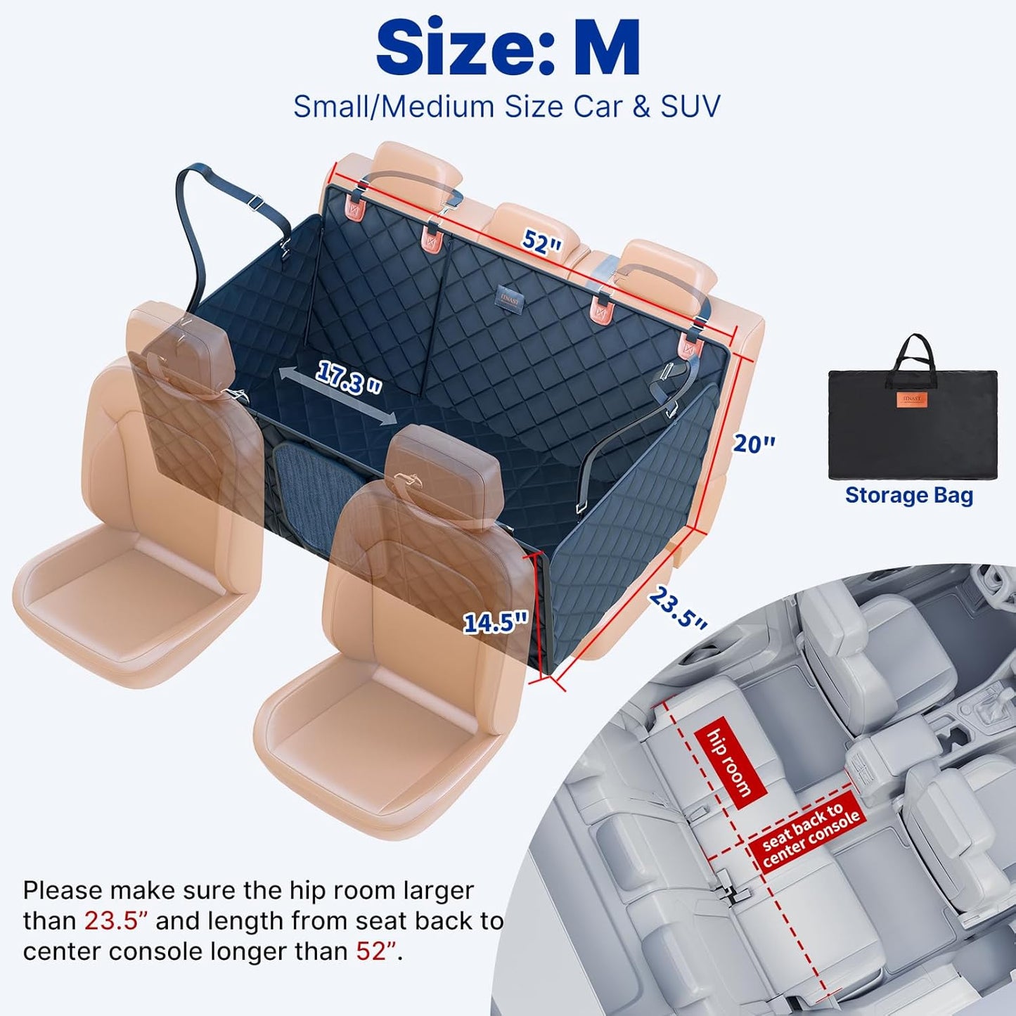 Convertible Back Seat Extender for Dogs, Foldable 400lbs Hard Bottom Dog Car Seat Cover for Back Seat, Waterproof Dog Hammock Bed Backseat Cover for Dogs in Car SUV Truck Pet Seat Cover Black M