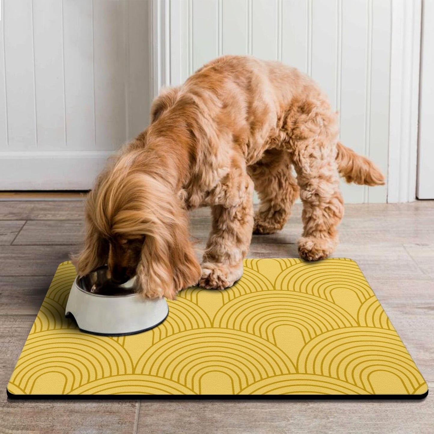 Dog Food Mats for Floors Absorbent, Pet Cat Food Mat - Quick Dry Dog Bowl Mats for Food and Water, Eco-Friendly Boho Pet Supplies