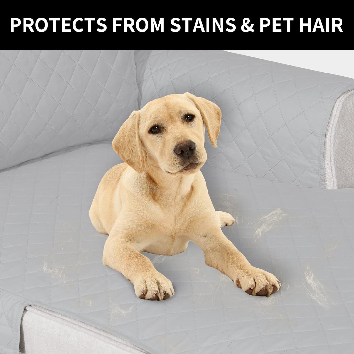 Easy-Going Reversible Chaise Lounge Couch Cover Water Resistant Sofa Cover Sectional L Shaped Sofa Slipcover with Adjustable Straps Furniture Protector for Dogs (115X34 in, Light Gray/Light Gray)