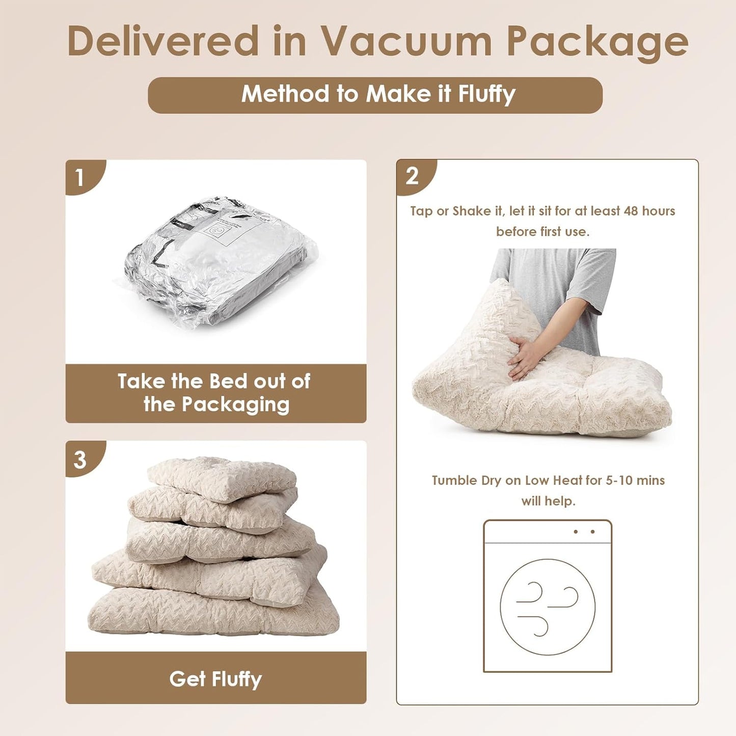 EHEYCIGA Reversible Dog Crate Bed Washable, Comfort Fluffy Plush Dog Kennel Pad Medium Size Dogs and Cats, Deluxe Machine Washable Pet Sleeping Mats, 29" x 21"x 3", Beige