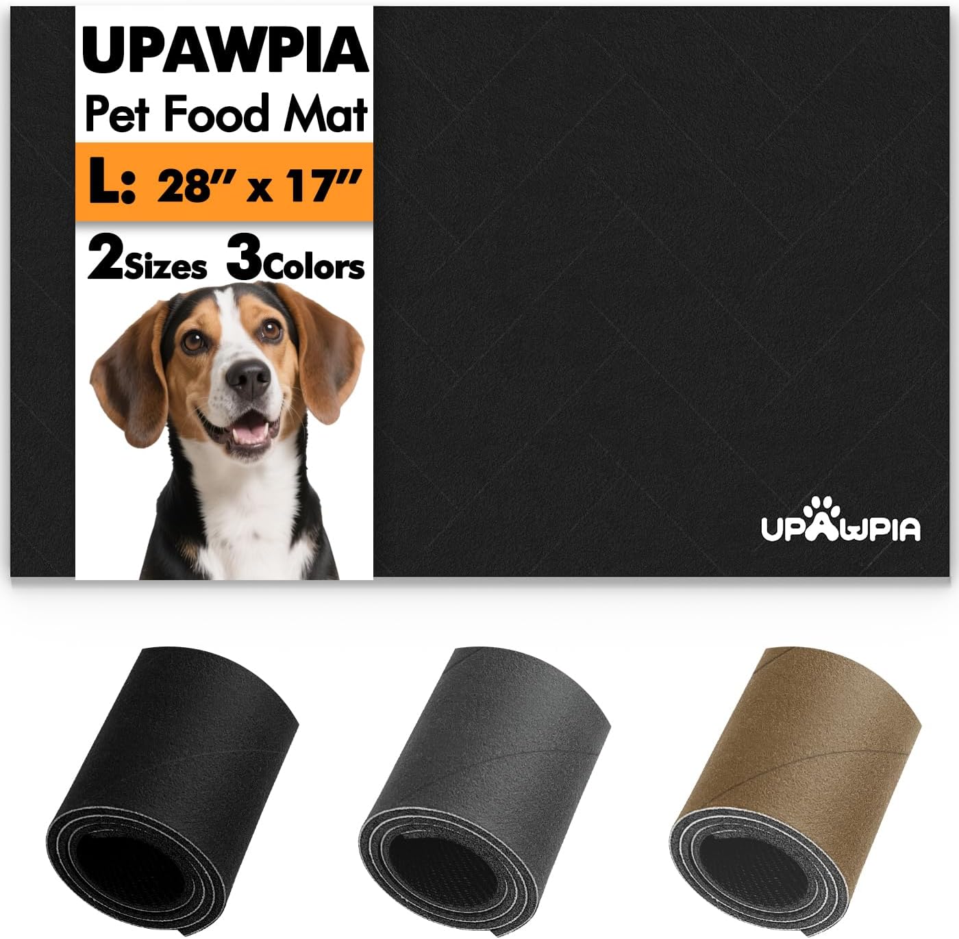 Pet Food Mat Absorbent Cat Food Mat Dog Mat for Food and Water Quick Dry No Stains Dog Feeding Mat Placemat for Messy Drinkers Cat Food Mats for Indoor Cats Bowl Mat Pet Supplies 17"X28" Black