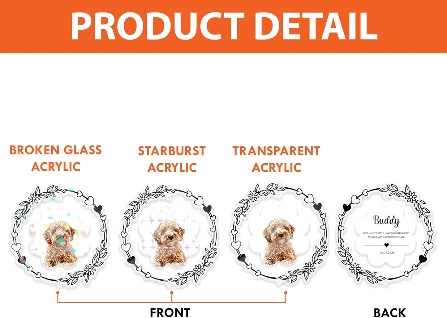 Personalized Dog Memorial Ornament Loss of Pet - Christmas, Birthday, Remembrance Gift for Pet Lovers from Family - Custom Photo, Date - Dog Suncatcher Keepsake Decoration