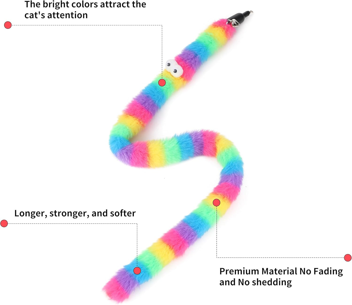 Cat Wand Toy Set, 11 Pcs Including Worm & Snake Refills, Wand Replacement Rope, for Bored Indoor Adult Cats & Kittens