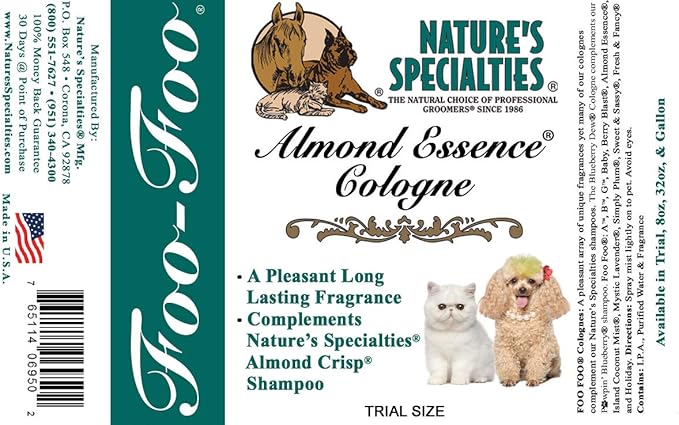 Nature's Specialties Almond Essence Dog Cologne for Pets, Natural Choice for Professional Groomers, Ready to Use Perfume, Finishing Spray, Made in USA, 32 oz