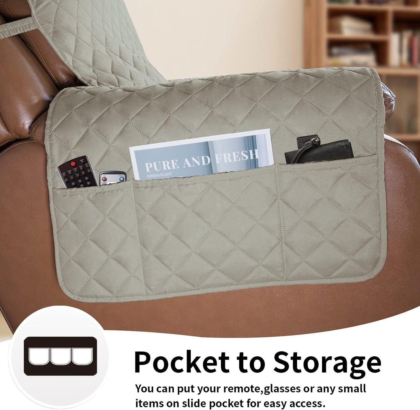 Easy-Going Oversized Recliner Chair Slipcover Reversible Sofa Cover Water Resistant Couch Cover Furniture Protector with Elastic Straps for Pets Dog (Oversized Recliner, Beige/Beige)