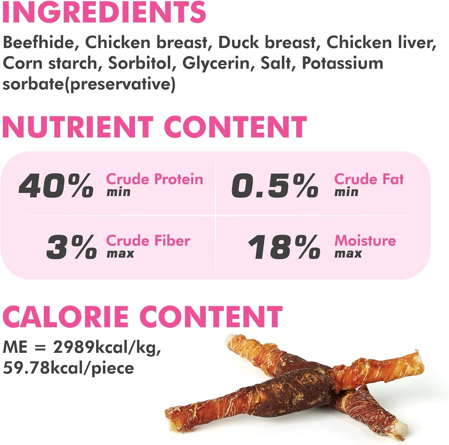 Dog Treats, Triple Flavor Rawhide Sticks, Chicken Duck and Chicken Liver Wrapped Rawhide Dog Chews, Suitable for Medium and Small Dogs, 21.16 oz