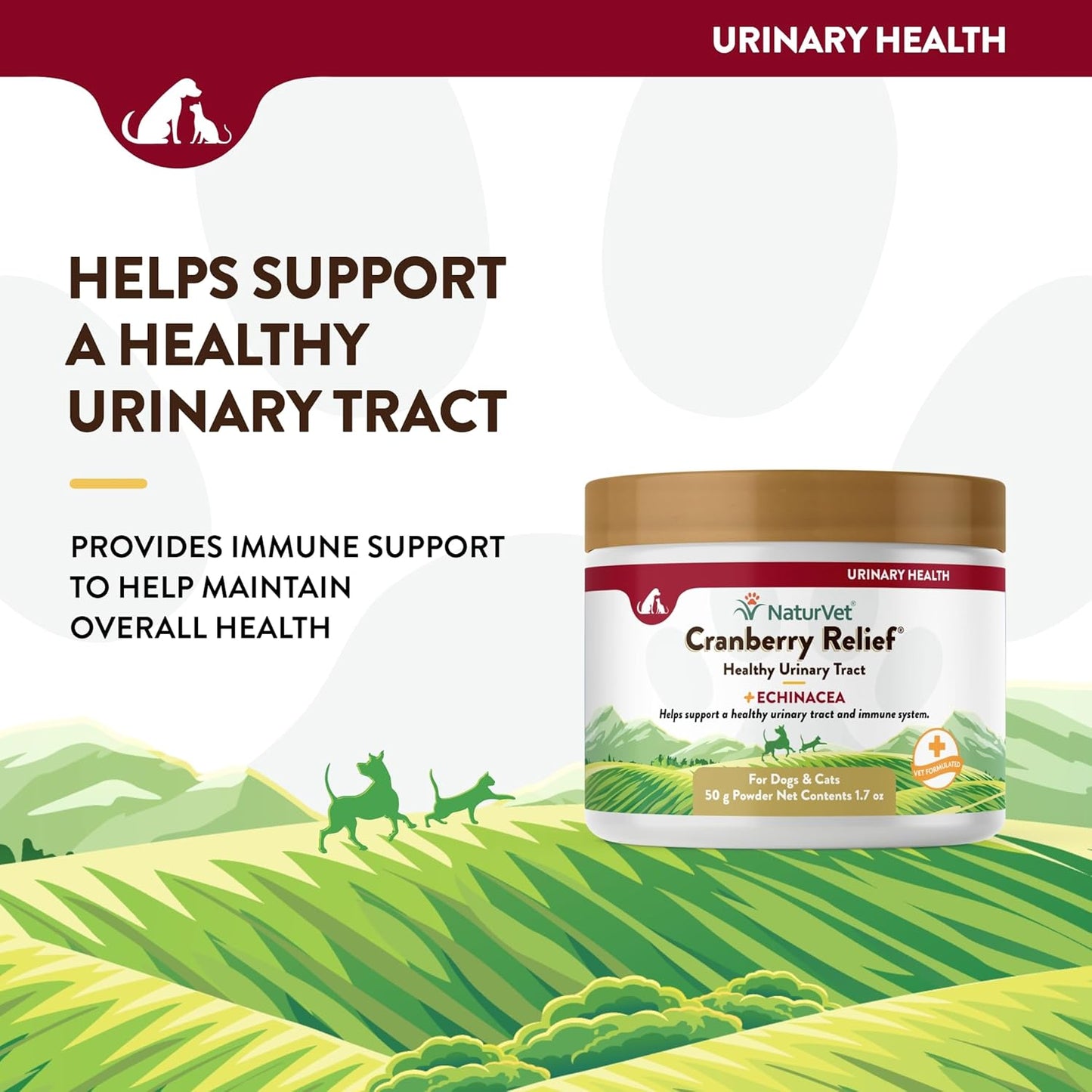 NaturVet – Cranberry Relief Plus Echinacea | Helps Support a Healthy Urinary Tract & Immune System (50g Powder)