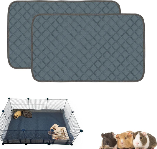 2 Pack Guinea Pig Cage Liners for C&C 2x3 Habitat Guinea Pig Bedding Washable | Super Absorbent | Waterproof | Non Slip | Reusable Guinea Pig Pee Pads for Small Animals Cages - 41.3" x 27.6"