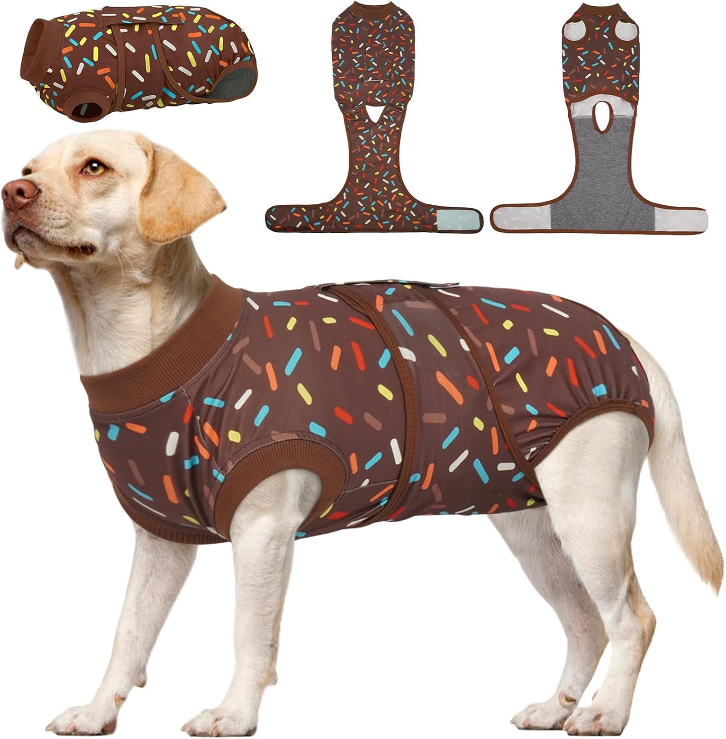 Kuoser Dog Recovery Suit for Post-Surgery Care, Spay Neuter Bodysuit for Female & Male Dogs, Anti-Licking Surgical Onesie, Snug Fit for Abdominal Wound Protection & Skin Healing, Brown L