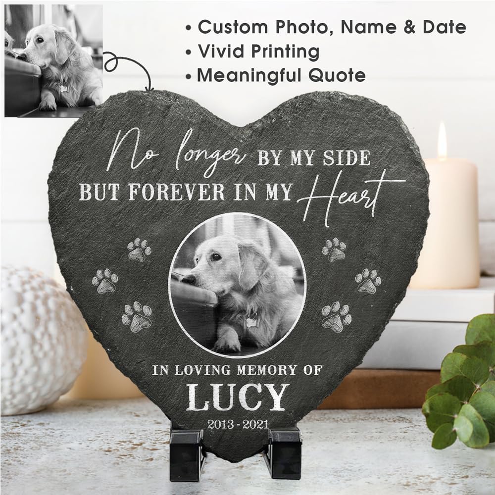 in Loving Memory of Dog Gifts - Heart Shaped Dog Memorial Stone - Personalized Pet Rock for Memorial Garden Decor - Dog Memorial Gifts for Loss of Dog Sympathy Gift