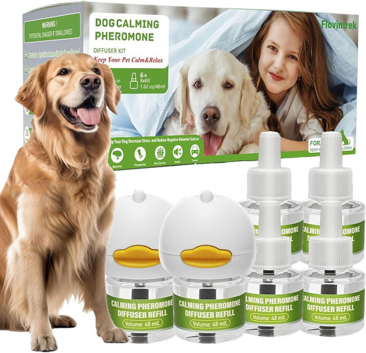 8 Pack Dog Calming Diffuser Pro Kit - Pheromone Diffuser for Dogs to Reduce Anxiety, Barking, Aggression & Indoor Stress (2 Diffusers + 6 Refills
