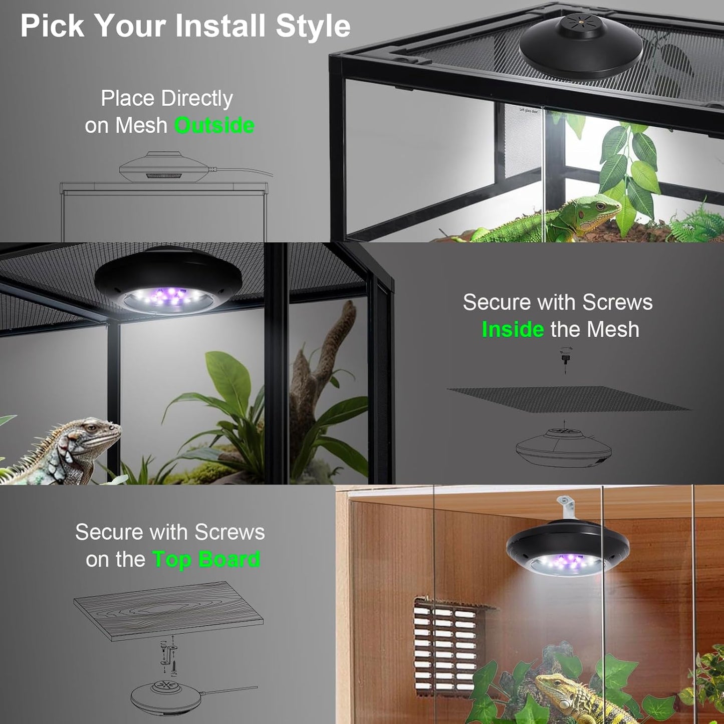 LED UVB Light for Reptiles, 8W UVA UVB Lamp – Timer Switch, Adjustable Brightness, Ferguson Zones 1-4, Energy-Efficient, UVI Lamp for Bearded Dragons, Chameleon, Lizard, Snake, Non-Heating Equipment