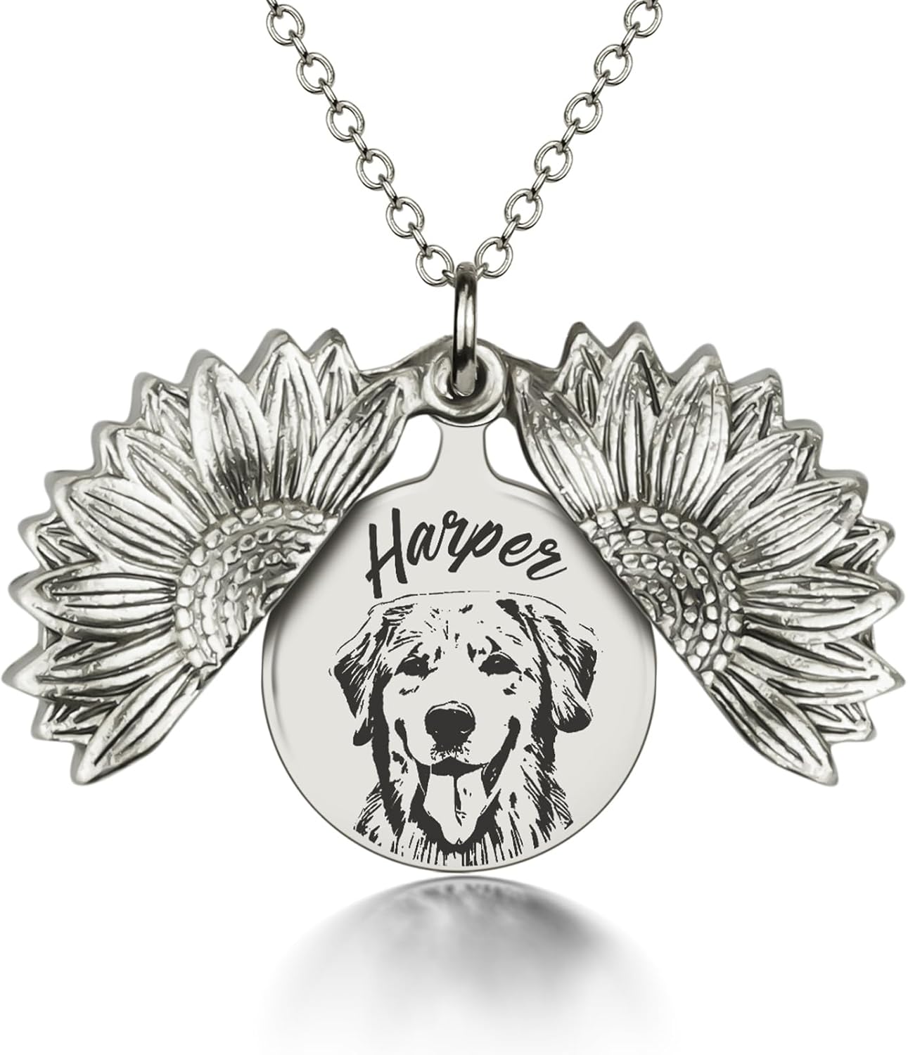 Personalized Pet Dog Portrait Necklace Memorial Gift, Engraved Custom Photo Cats Dogs Necklace for Women Mom Grandma Animal Lovers, Handmad Dog Pendant Jewelry Keepsake Sympathy Gifts