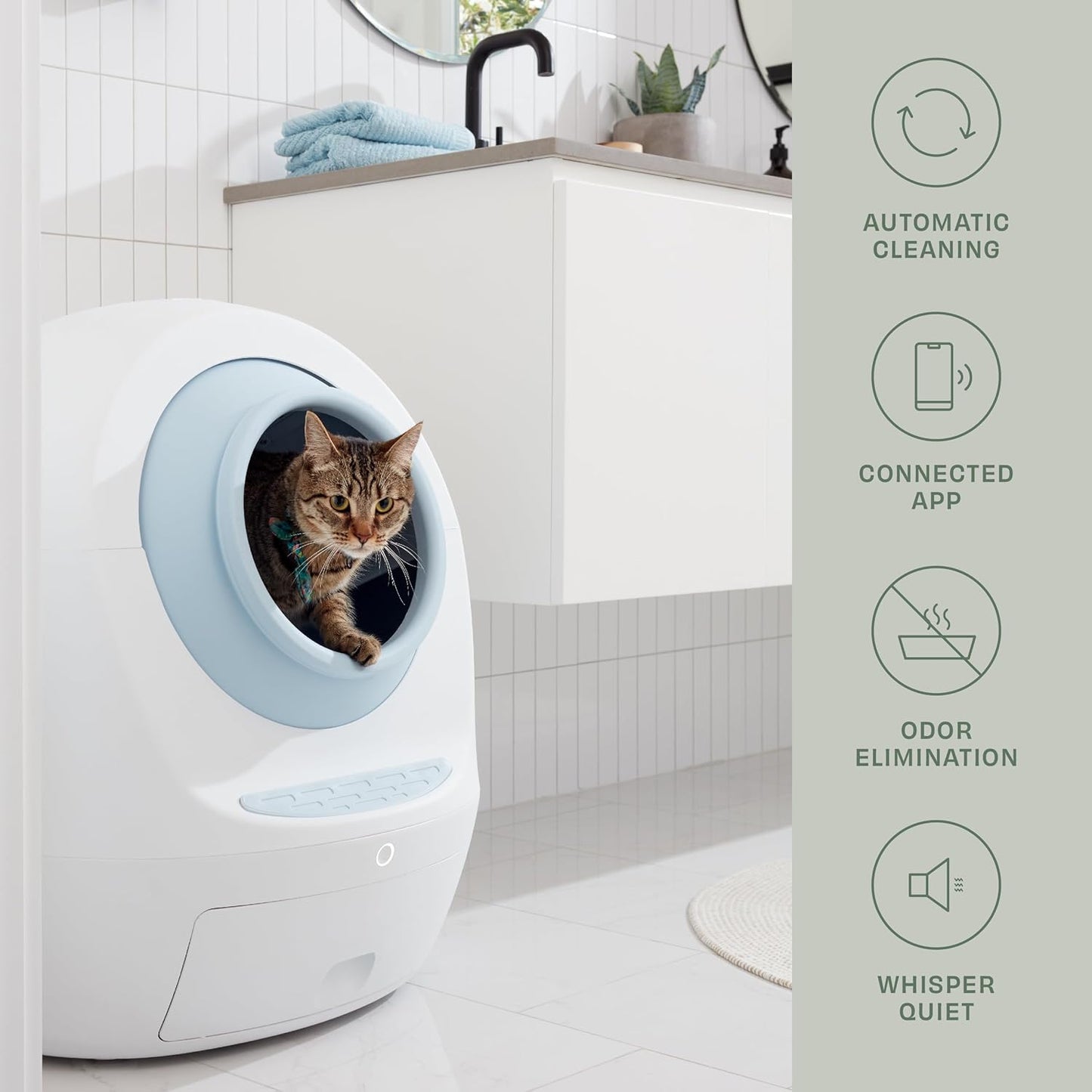 Casa Leo Leo’s Loo Too Self-Cleaning Cat Litter Box, Wi-Fi App Control, <30 dB Whisper-Soft, Anti-Pinch Sensors, UV Odor Defense, Health Monitoring, Large 24 × 22 × 27.6 in