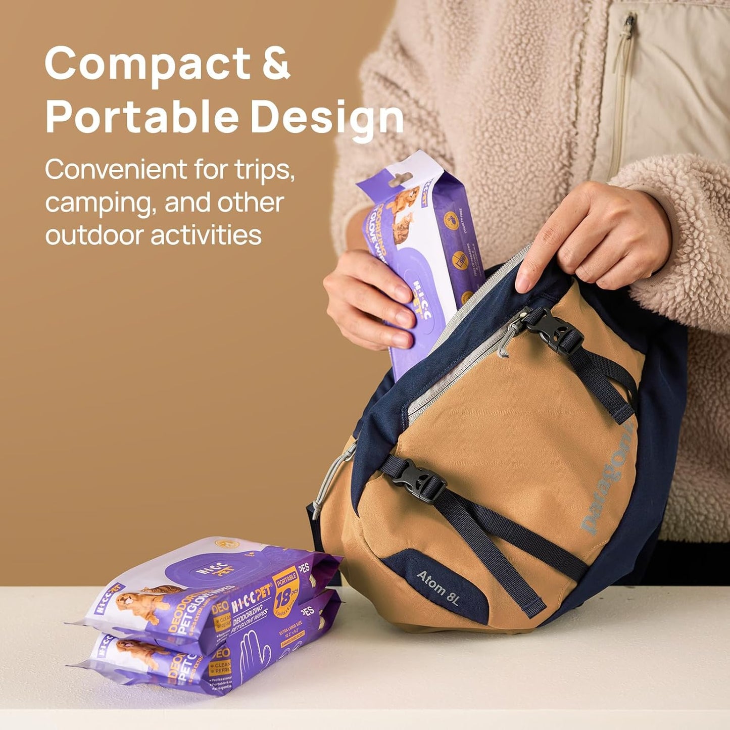 HICC PET Cleaning Deodorizing Glove Wipes for Dogs & Cats, Vet Recommended Hypoallergenic Pet Cleaning and Hydrating Glove Wipes, Nourish Fur Coconut Oil Pet Bathing Wipes for Horse Coat Care